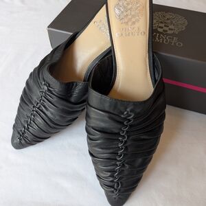 Vince Camuto Black Ruched Mules